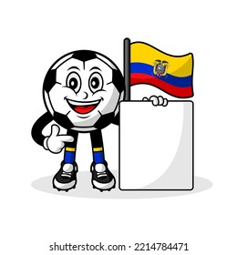 Mascot cartoon football ecuador flag with banner
