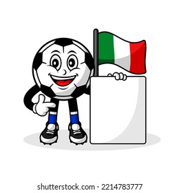 Mascot cartoon football italy flag with banner