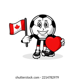 Mascot cartoon football love canada flag design