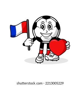 Mascot cartoon football love france flag design