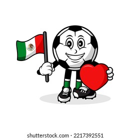 Mascot cartoon football love mexico flag design
