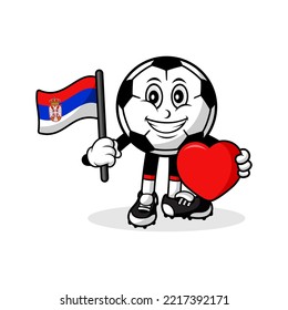 Mascot cartoon football love serbia flag design