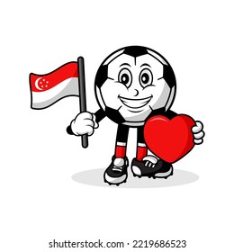 Mascot cartoon football love singapore flag design
