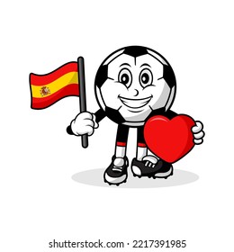 Mascot cartoon football love spain flag design