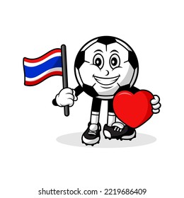 Mascot cartoon football love thailand flag design