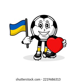 Mascot cartoon football love ukraine flag design
