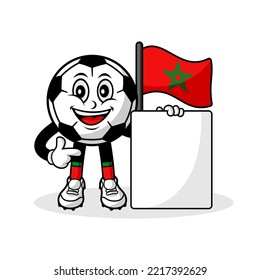 Mascot cartoon football marocco flag with banner