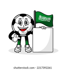 Mascot cartoon football saudi arabia flag with banner