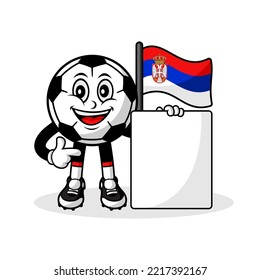 Mascot Cartoon Football Serbia Flag With Banner