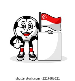 Mascot cartoon football singapore flag with banner