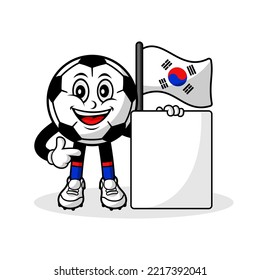 Mascot cartoon football south korea flag with banner