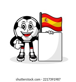 Mascot cartoon football spain flag with banner