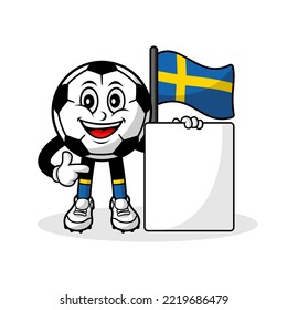 Mascot cartoon football sweden flag with banner