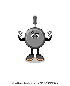 Mascot cartoon of frying pan posing with muscle , character design