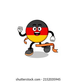 Mascot cartoon of germany flag running on finish line , character design
