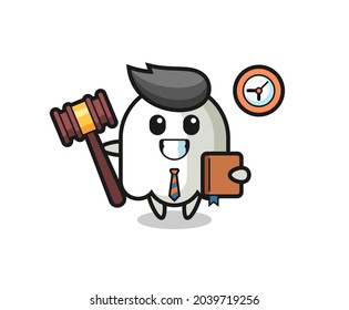 Mascot cartoon of ghost as a judge , cute style design for t shirt, sticker, logo element