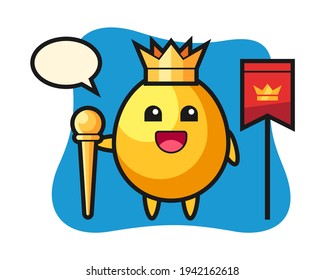 Mascot cartoon of golden egg as a king