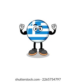 Mascot cartoon of greece flag posing with muscle , character design