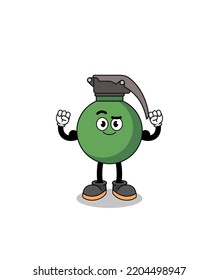 Mascot cartoon of grenade posing with muscle , character design
