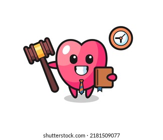 Mascot cartoon of heart symbol as a judge , cute style design for t shirt, sticker, logo element