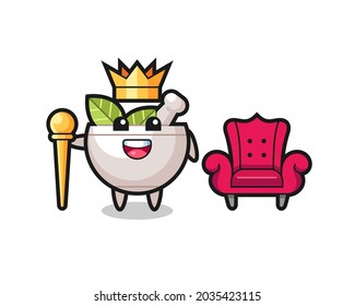 Mascot cartoon of herbal bowl as a king , cute style design for t shirt, sticker, logo element