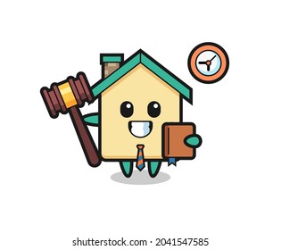 Mascot cartoon of house as a judge , cute design