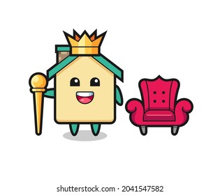 Mascot cartoon of house as a king , cute design