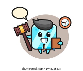 Mascot cartoon of ice cube as a judge, cute style design for t shirt, sticker, logo element