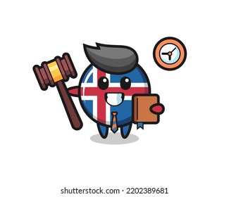 Mascot cartoon of iceland flag as a judge , cute design