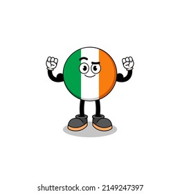 Mascot cartoon of ireland flag posing with muscle , character design