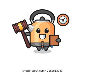 Mascot cartoon of kettle as a judge , cute style design for t shirt, sticker, logo element