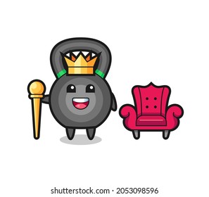 Mascot cartoon of kettlebell as a king , cute style design for t shirt, sticker, logo element