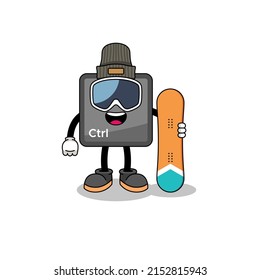 Mascot cartoon of keyboard control button snowboard player , character design