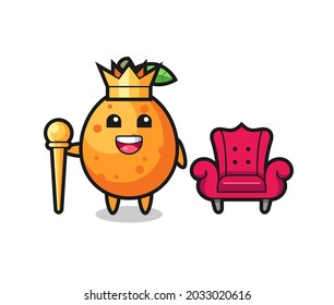 Mascot cartoon of kumquat as a king , cute style design for t shirt, sticker, logo element