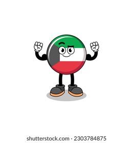 Mascot cartoon of kuwait flag posing with muscle , character design