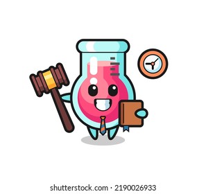 Mascot cartoon of laboratory beaker as a judge , cute style design for t shirt, sticker, logo element