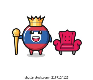 Mascot cartoon of laos flag badge as a king , cute design