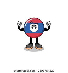Mascot cartoon of laos flag posing with muscle , character design