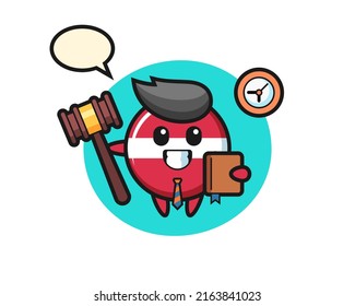 Mascot cartoon of latvia flag badge as a judge , cute style design for t shirt, sticker, logo element