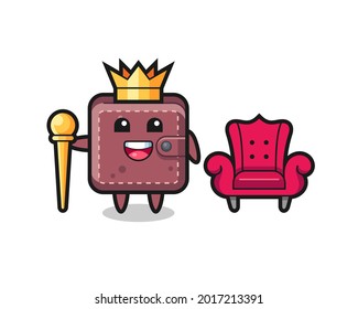 Mascot cartoon of leather wallet as a king