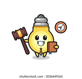 Mascot cartoon of light bulb as a judge , cute style design for t shirt, sticker, logo element