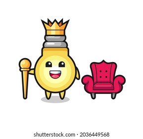Mascot cartoon of light bulb as a king , cute style design for t shirt, sticker, logo element