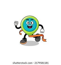 Mascot cartoon of location symbol running on finish line , character design