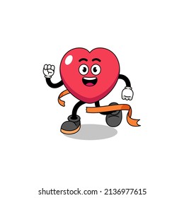 Mascot cartoon of love running on finish line , character design