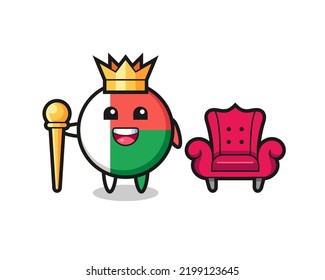 Mascot cartoon of madagascar flag badge as a king , cute design