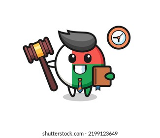 Mascot cartoon of madagascar flag badge as a judge , cute design