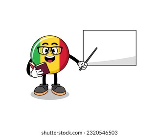 Mascot cartoon of mali flag teacher , character design