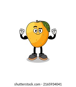 Maskottenkartoon Mango-Frucht positiver mit Muskeln , Charakterdesign