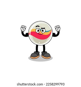 Mascot cartoon of marble toy posing with muscle , character design
