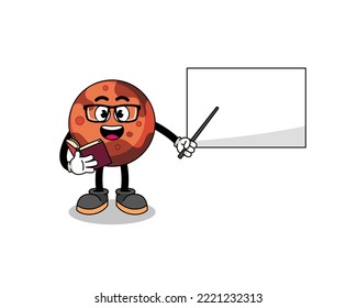 Mascot cartoon of mars planet teacher , character design